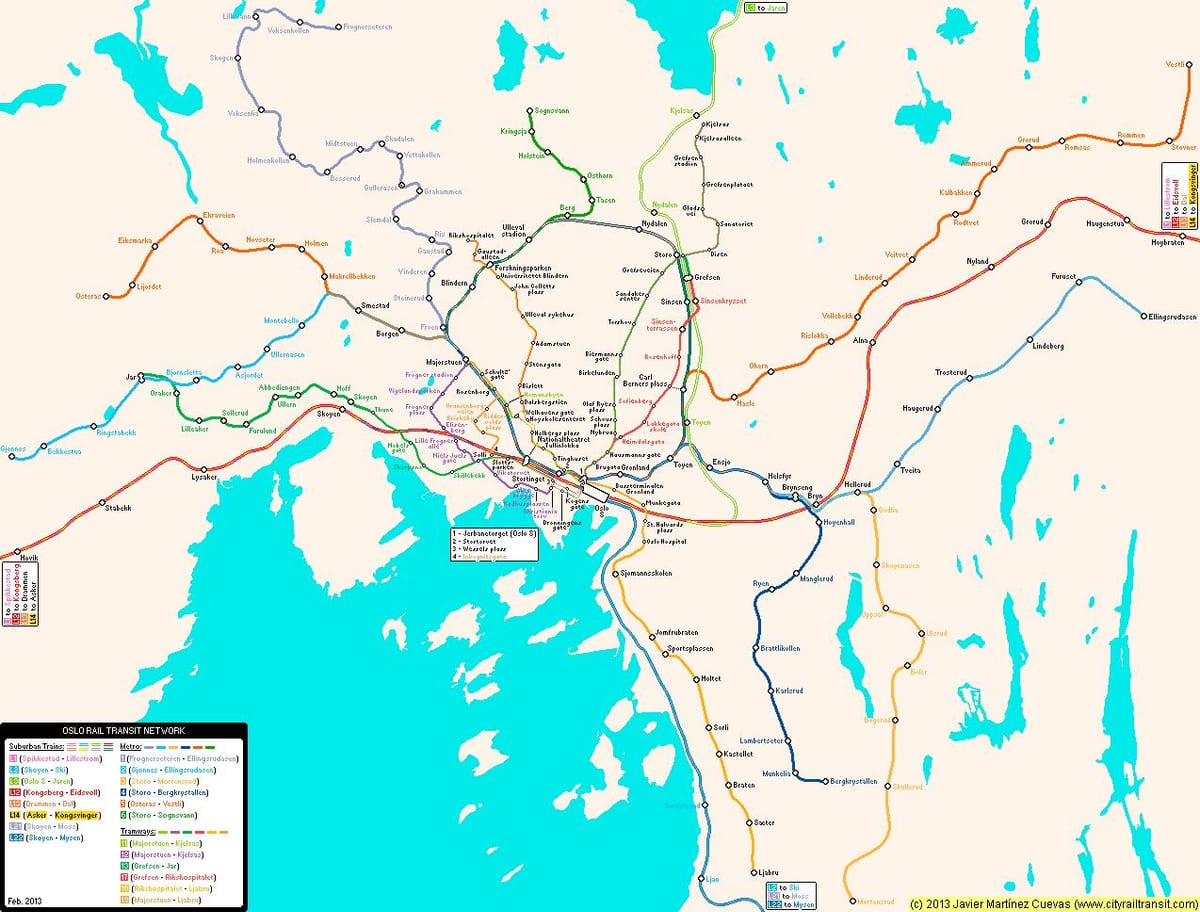 ನಕ್ಷೆ ನಾರ್ವೆ ಮೆಟ್ರೋ