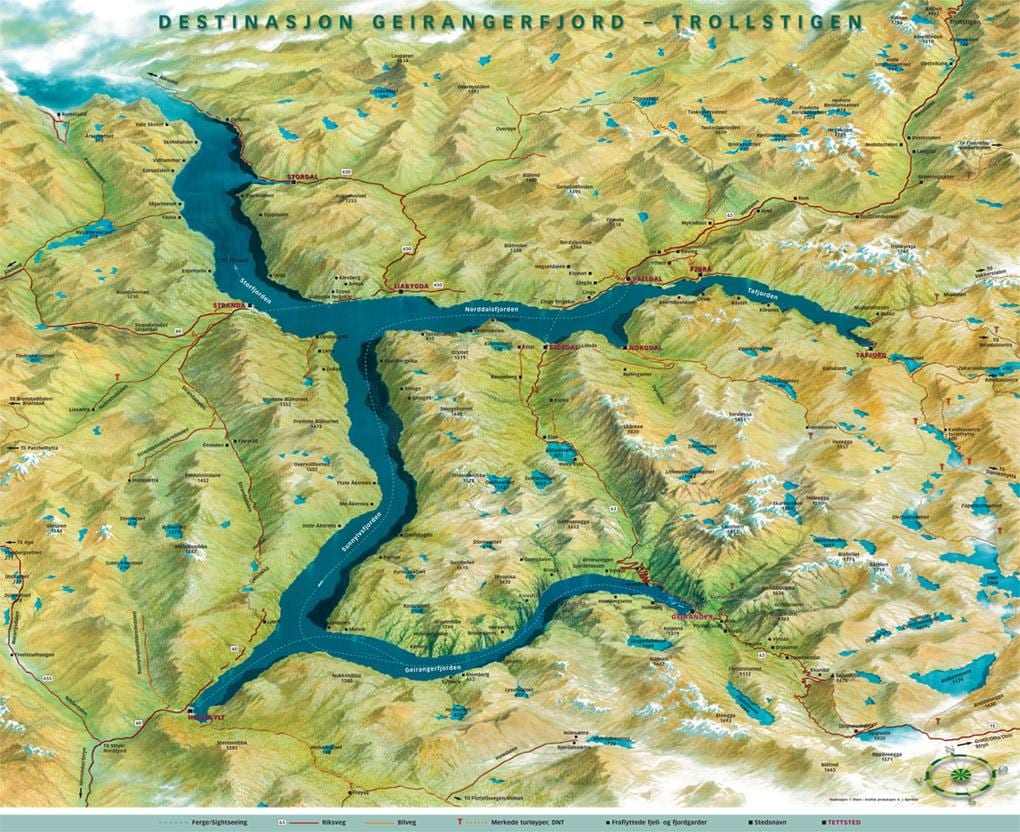 ನಕ್ಷೆ geiranger ನಾರ್ವೆ