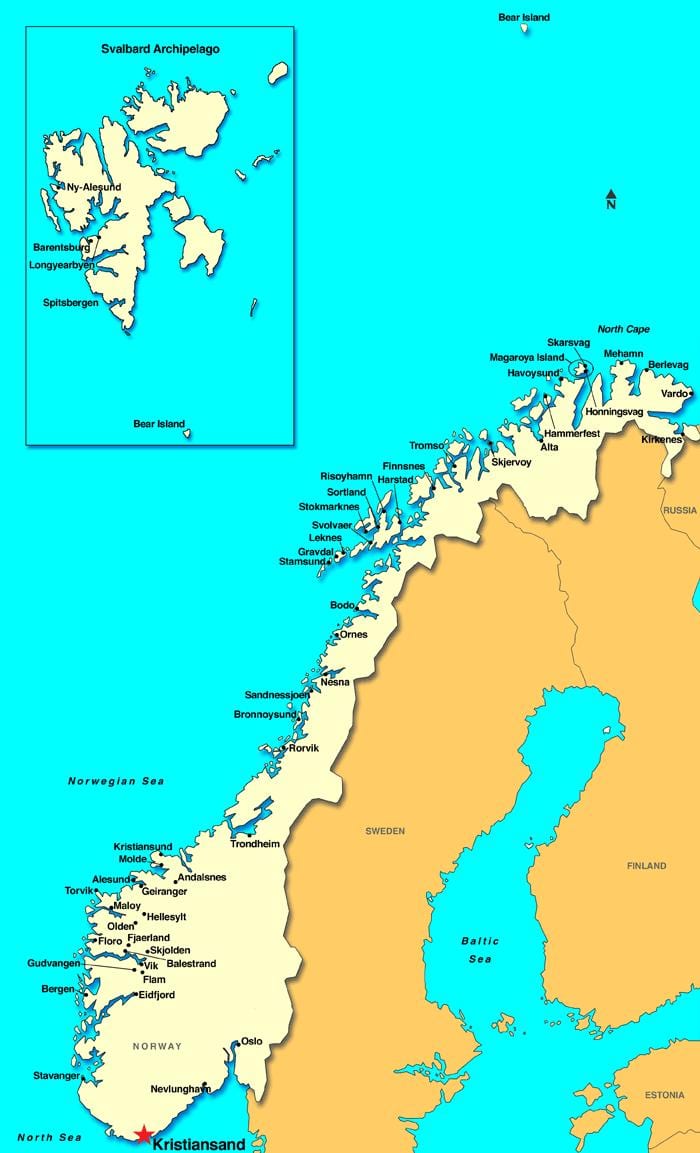 ನಕ್ಷೆ kristiansand ನಾರ್ವೆ