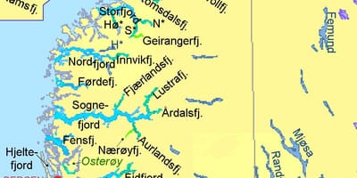 ನಕ್ಷೆ ನಾರ್ವೆ ತೋರಿಸುವ fjords